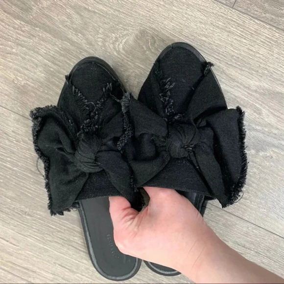 All Saints Rumour Knit Bow Mules Slides Flats Black Slip on Round toe Size 7 - Picture 11 of 14